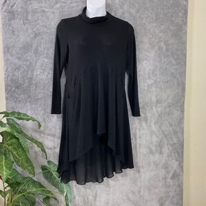 Soft Surroundings knit mock neck dress Long Sleeve size L Black High-Low